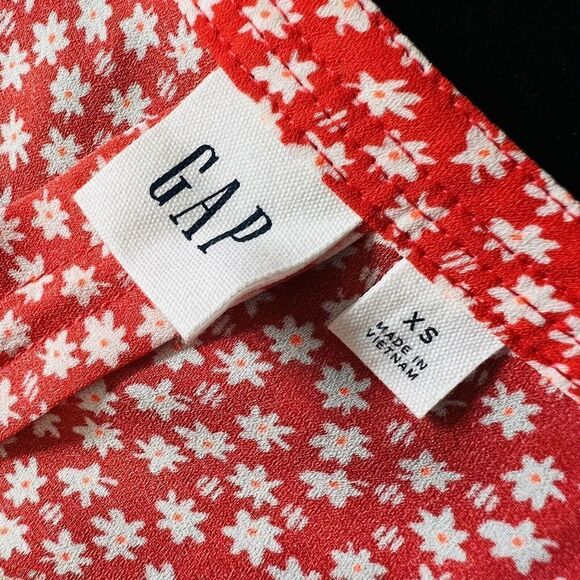 Gap Women XS Red Floral Flower Casual Dress Spring Summer Tie Waist 0672 - Picture 8 of 11